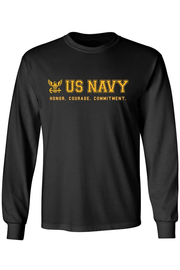 US Navy Honor Courage Commitment Adult Long Sleeve T-shirt