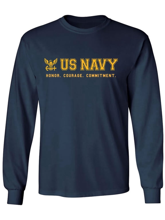 US Navy Honor Courage Commitment Adult Long Sleeve T-shirt