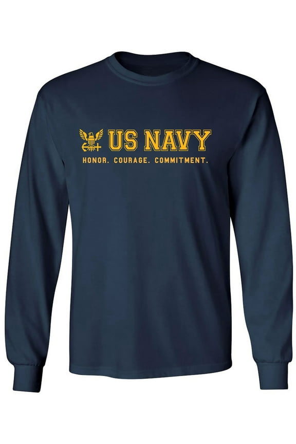 US Navy Honor Courage Commitment Adult Long Sleeve T-shirt
