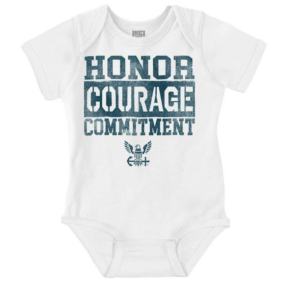 US Navy Honor Courage Commitment Romper Boys or Girls Infant Baby Brisco Brands 12M