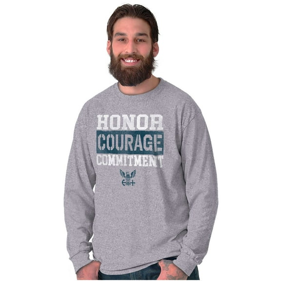 US Navy Honor Courage Commitment Unisex Plus Size Long Sleeve Tee Shirt Brisco Brands 3X