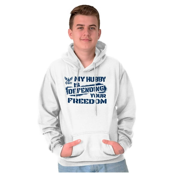 US Navy Husband Defending Freedom Wife Hoodie Sweatshirt Women Men Brisco Brands M