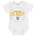 thumbnail image 1 of US Navy Logo Anchors Aweigh Est 1775 Romper Boys or Girls Infant Baby Brisco Brands 12M, 1 of 6