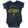 thumbnail image 1 of US Navy Logo Anchors Aweigh Est 1775 Romper Boys or Girls Infant Baby Brisco Brands NB, 1 of 6