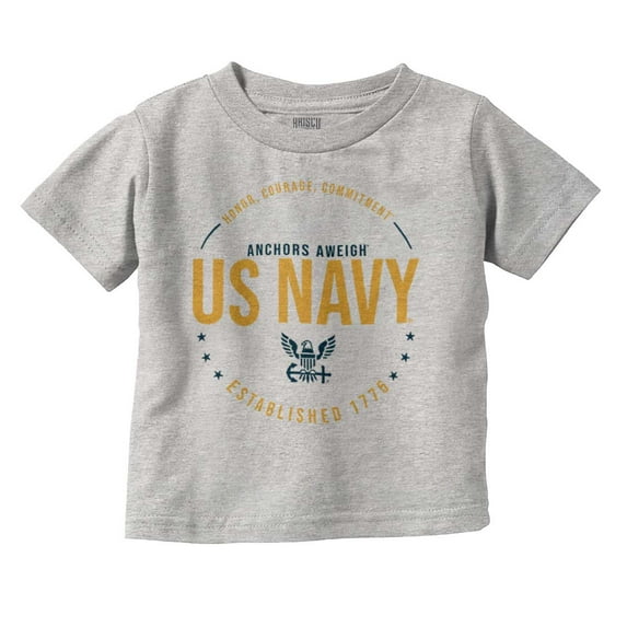 US Navy Logo Anchors Aweigh Est 1775 Toddler Boy Girl T Shirt Infant Toddler Brisco Brands 12M