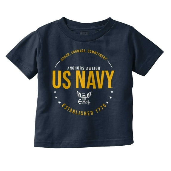 US Navy Logo Anchors Aweigh Est 1775 Toddler Boy Girl T Shirt Infant Toddler Brisco Brands 18M