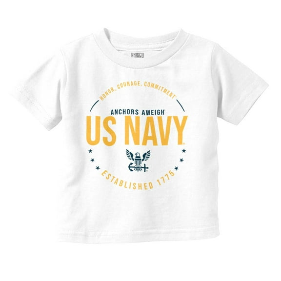 US Navy Logo Anchors Aweigh Est 1775 Toddler Boy Girl T Shirt Infant Toddler Brisco Brands 4T