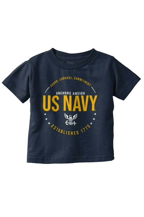 US Navy Logo Anchors Aweigh Est 1775 Toddler Boy Girl T Shirt Infant Toddler Brisco Brands 6M