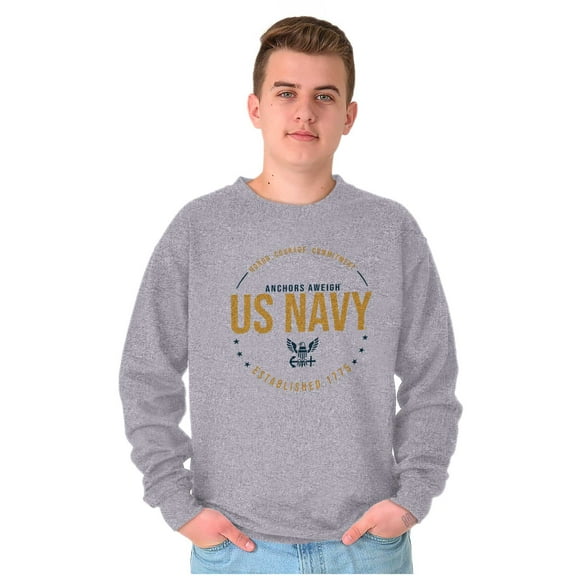 US Navy Logo Anchors Aweigh Est 1775 Unisex Plus Size Sweatshirt Brisco Brands 2X