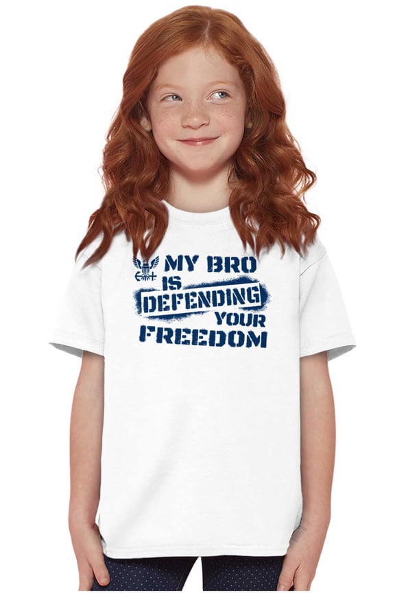 US Navy Logo Bro Defending Freedom Crewneck T Shirts Boy Girl Teen Brisco Brands X