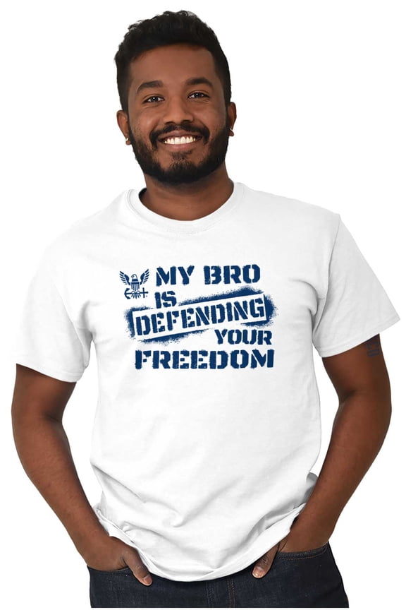US Navy Logo Bro Defending Freedom Men's Graphic T Shirt Tees Brisco Brands M