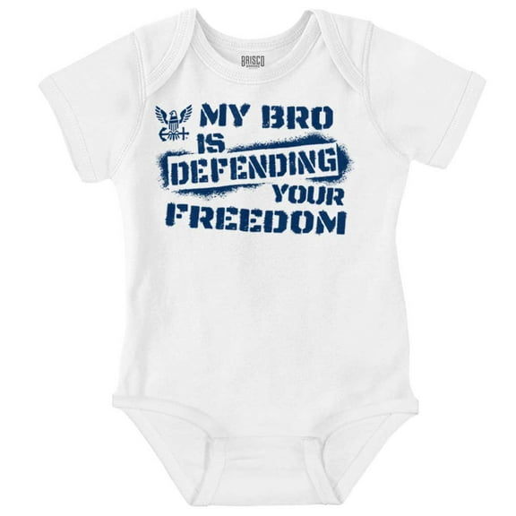 US Navy Logo Bro Defending Freedom Romper Boys or Girls Infant Baby Brisco Brands 18M