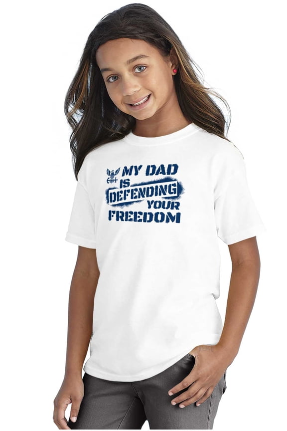 US Navy Logo Dad Defending Freedom Crewneck T Shirts Boy Girl Teen Brisco Brands X