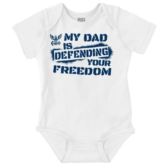 US Navy Logo Dad Defending Freedom Romper Boys or Girls Infant Baby Brisco Brands 18M