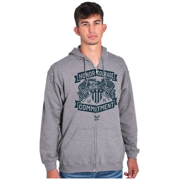 US Navy Logo Honor Courage Commitment Unisex Plus Size Zip Hoodie Brisco Brands 2X