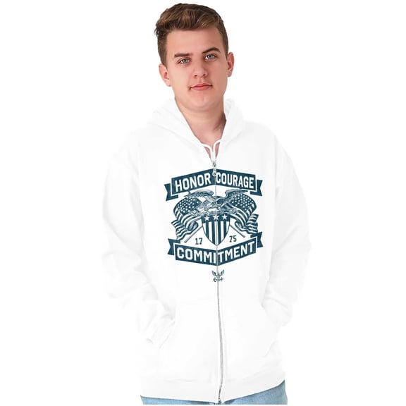 US Navy Logo Honor Courage Commitment Unisex Plus Size Zip Hoodie Brisco Brands 2X