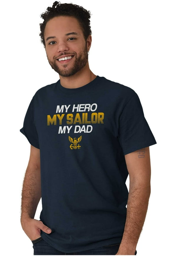 US Navy Logo My Dad Hero Sailor Men's Graphic T Shirt Tees Brisco Brands S