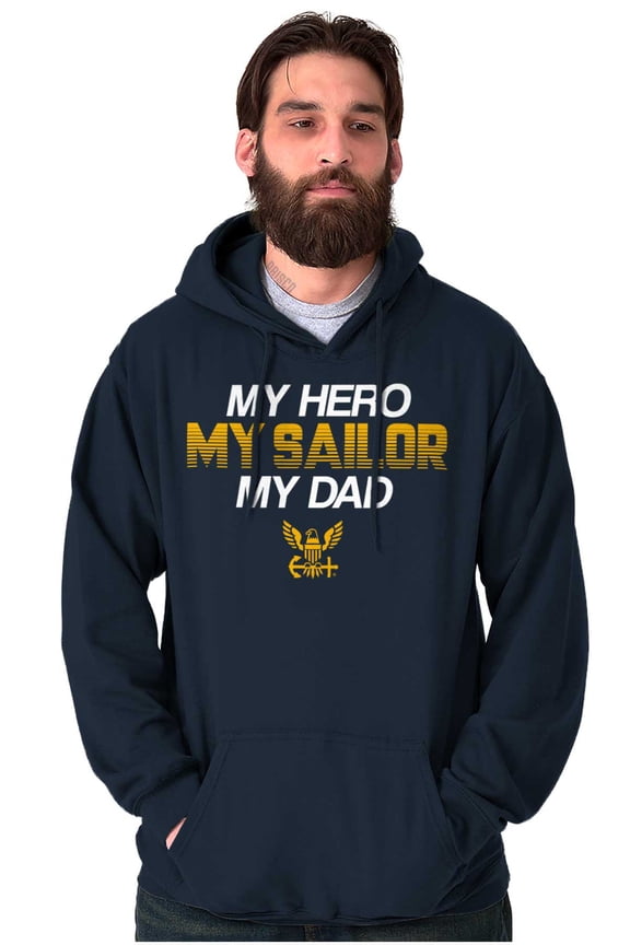US Navy Logo My Dad Hero Sailor Unisex Plus Size Hoodie Brisco Brands 3X
