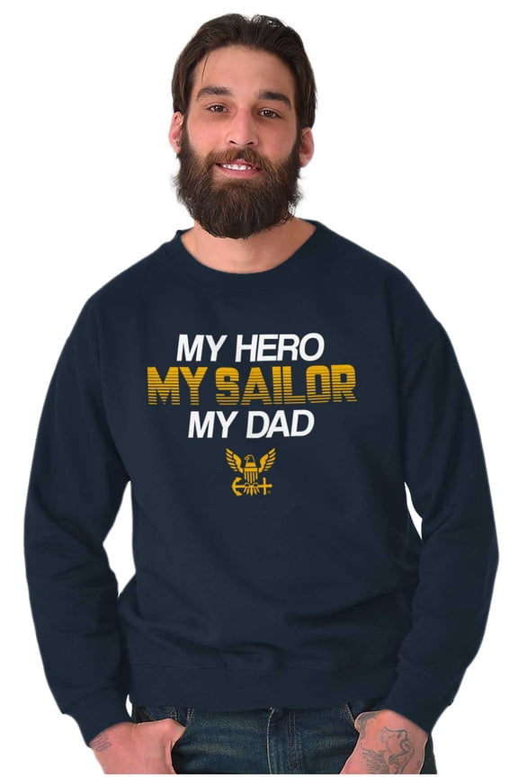 US Navy Logo My Dad Hero Sailor Unisex Plus Fleece Graphic Sweatshirt Brisco Brands 2X