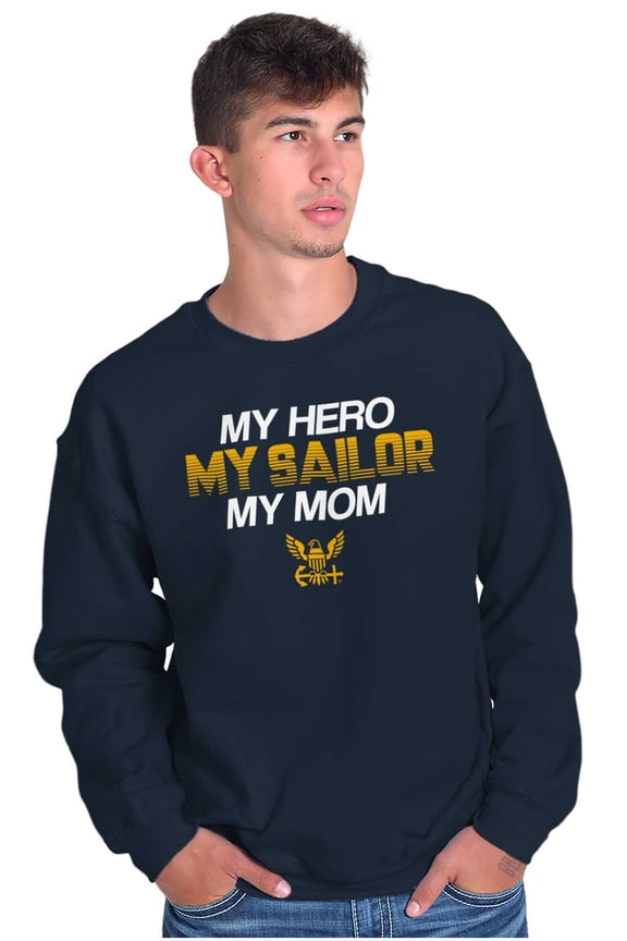 US Navy Logo My Mom Hero Sailor Unisex Plus Size Sweatshirt Brisco Brands 2X