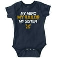 thumbnail image 1 of US Navy Logo My Sister Hero Sailor Romper Boys or Girls Infant Baby Brisco Brands 12M, 1 of 6