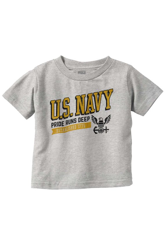 US Navy Logo Pride Runs Deep Est 1775 Toddler Boy Girl T Shirt Infant Toddler Brisco Brands 2T