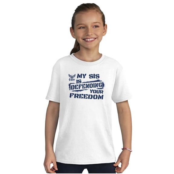 US Navy Logo Sister Defending Freedom Crewneck T Shirts Boy Girl Teen Brisco Brands X