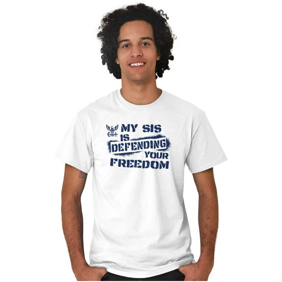 US Navy Logo Sister Defending Freedom Men's Graphic T Shirt Tees Brisco Brands M