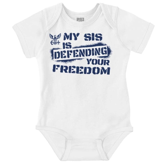 US Navy Logo Sister Defending Freedom Romper Boys or Girls Infant Baby Brisco Brands 6M