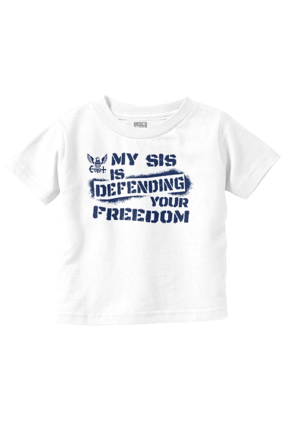 US Navy Logo Sister Defending Freedom Toddler Boy Girl T Shirt Infant Toddler Brisco Brands 2T