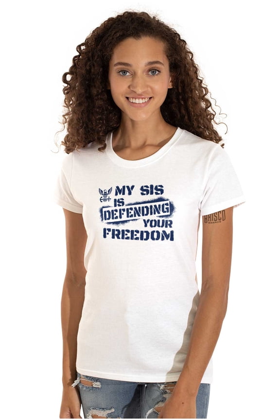 US Navy Logo Sister Defending Freedom Women's T Shirt Ladies Tee Brisco Brands M