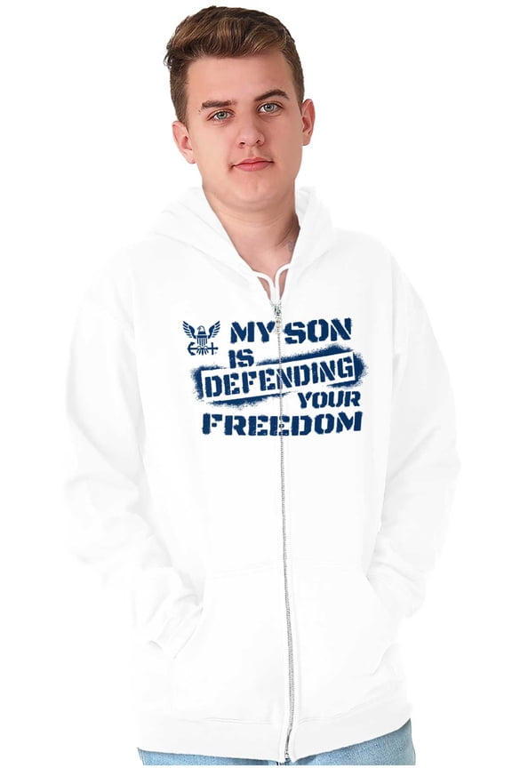 US Navy Logo Son Defending Freedom Unisex Plus Size Zip Hoodie Brisco Brands 5X