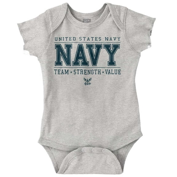 US Navy Logo Team Strength Value Romper Boys or Girls Infant Baby Brisco Brands 12M