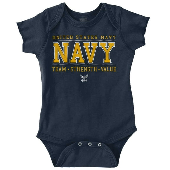 US Navy Logo Team Strength Value Romper Boys or Girls Infant Baby Brisco Brands 6M