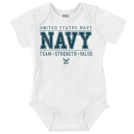 US Navy Logo Team Strength Value Romper Boys or Girls Infant Baby Brisco Brands 6M