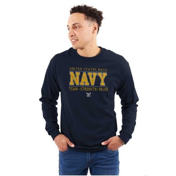 US Navy Logo Team Strength Value Unisex Plus Size Long Sleeve Tee Shirt Brisco Brands 2X