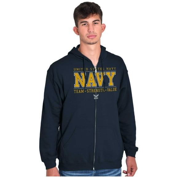 US Navy Logo Team Strength Value Unisex Plus Size Zip Hoodie Brisco Brands 2X