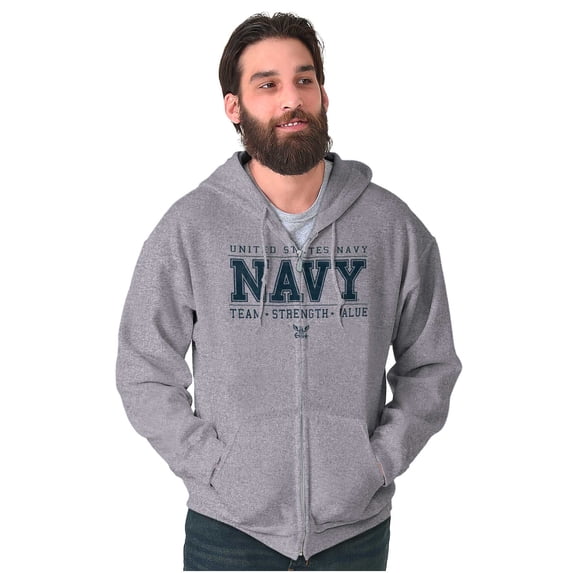 US Navy Logo Team Strength Value Unisex Plus Size Zip Hoodie Brisco Brands 5X
