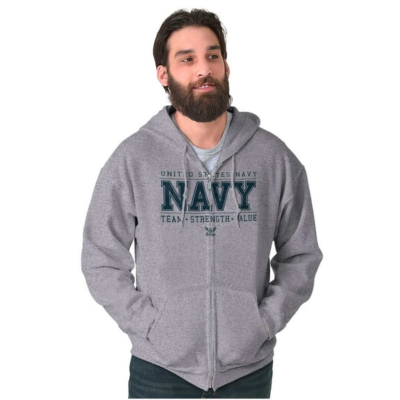 US Navy Logo Team Strength Value Zip Up Hoodie Men's Women's Brisco Brands X