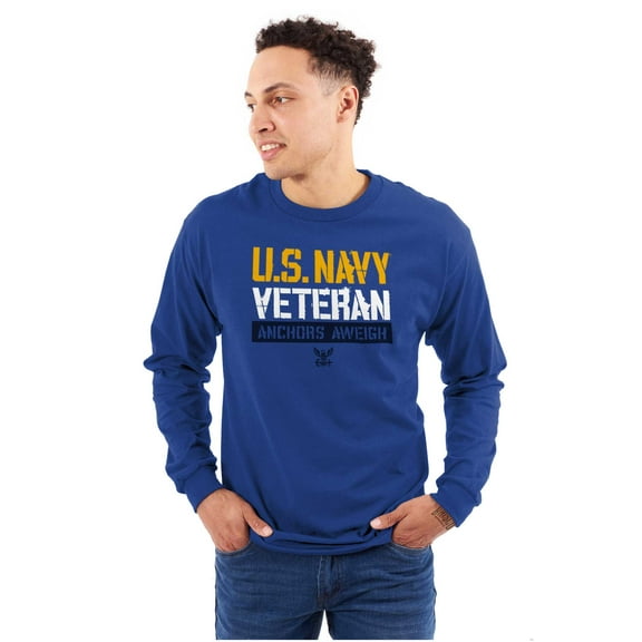 US Navy Logo Veteran Anchors Aweigh Long Sleeve TShirt Men Women Brisco Brands X