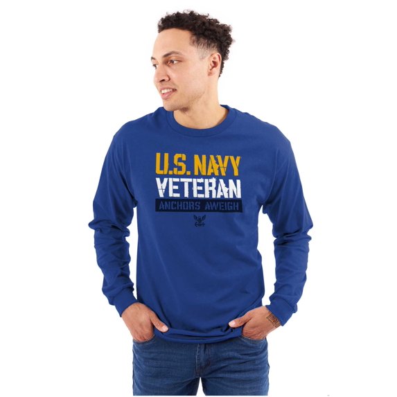 US Navy Logo Veteran Anchors Aweigh Plus Size Long Sleeve Graphic Tee Shirt Brisco Brands 3X