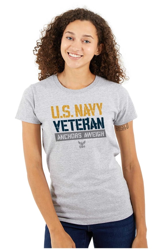 US Navy Logo Veteran Anchors Aweigh Women's Plus Size Shirt Brisco Brands 2X