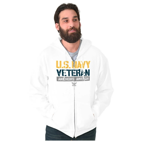 US Navy Logo Veteran Anchors Aweigh Zip Up Hoodie Men's Women's Brisco Brands M