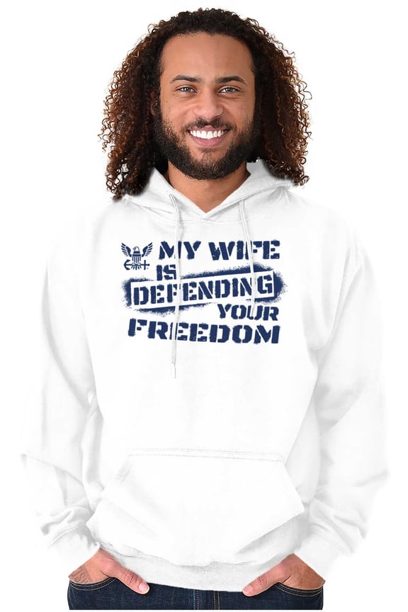 US Navy Logo Wife Defending Freedom Hoodie Hooded Sweatshirt Men Brisco Brands M