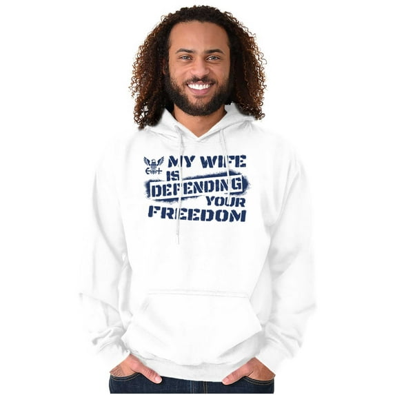 US Navy Logo Wife Defending Freedom Men Big & Tall Graphic Hoodie Brisco Brands 5X