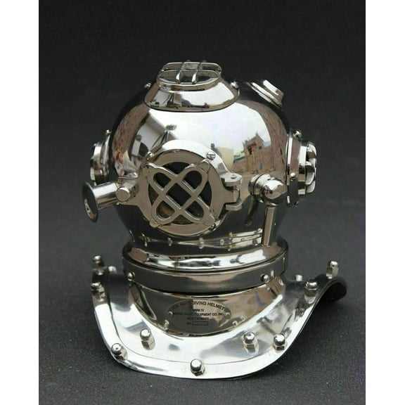 US Navy Mark V Nickel Finish Scuba Diving Divers Helmet Marine Reproduction