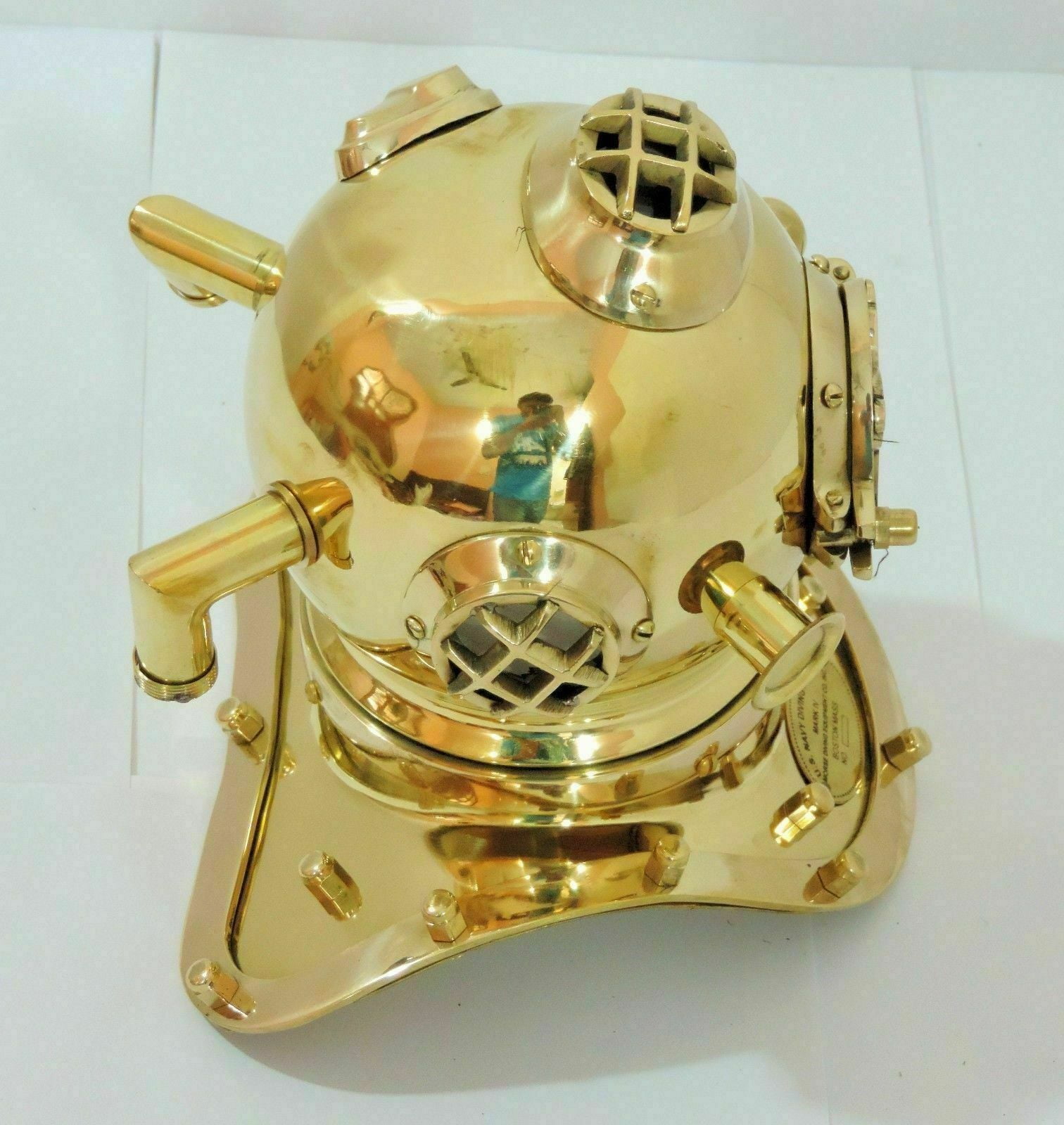 US Navy Mark V Scuba Divers Diving Helmet Full Brass Marine Vintage ...