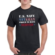 US Navy Mens Graphic Tee Black - Proud Navy Veteran 100% Cotton Classic Fit