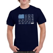 US Navy Mens Graphic Tee Navy - Ships And Flag 100% Cotton Classic Fit