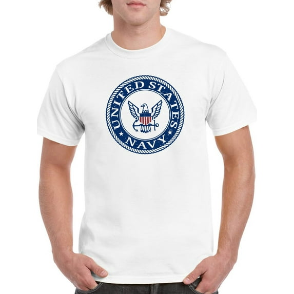 US Navy Mens Graphic Tee White - Emblem, United States Navy 100% Cotton Regular Fit
